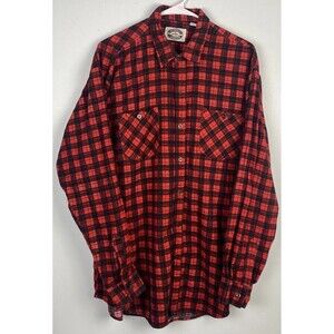 Midwest Traders Mens Red Plaid‎ Long Sleeve Cotton/Polyester Size Large L Tall